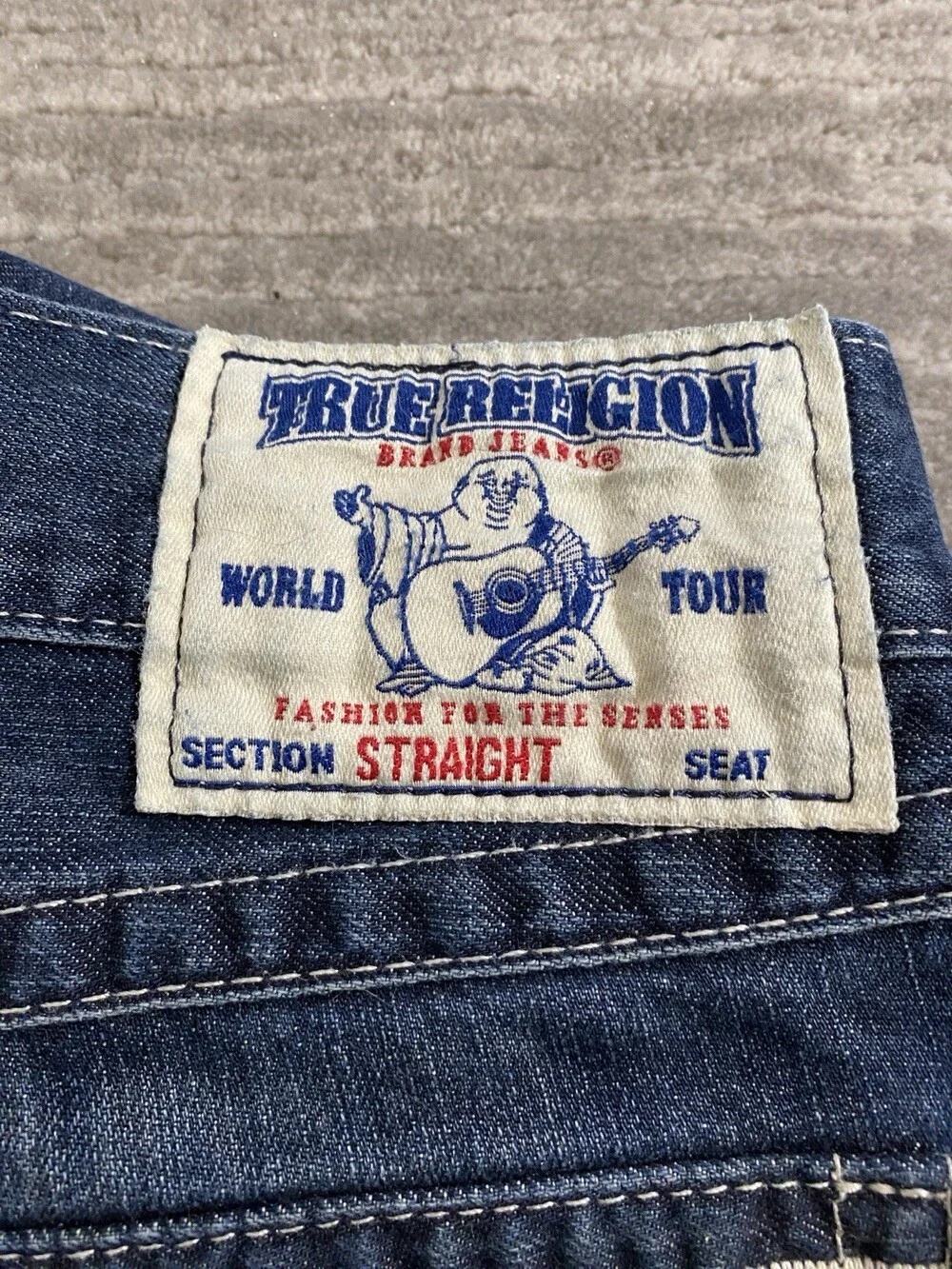Vintage Y2K Mens True Religion Straight Jeans Blue Tag 38 Fit 40 x 33